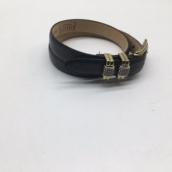 Vintage Brighton Belt Size Small 4B614 4B603 Black Snake With Gold Silver Buckle - Picture 3 of 8